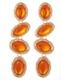 Fashion Orange Oval Shape Decorated Earrings