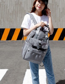 Fashion Gray Pure Color Decorated Backpack