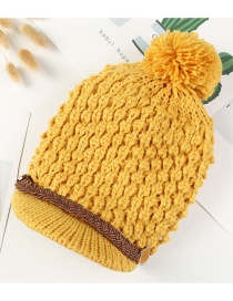 Simple Yellow Pom Ball Decorated Pure Color Hat