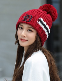 Fashion Claret Red Letter Pattern Decorated Hat