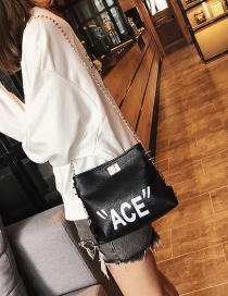 Fashion Black Letter Pattern Decorated Shoulder Bag