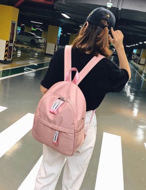 Simple Pink Pure Color Decorated Backpack