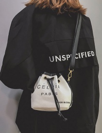 Simple White+black Letter Pattern Decorated Shoulder Bag