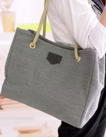 Simple Gray Pure Color Decorated Handbag
