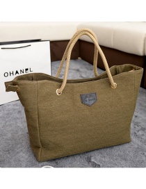 Simple Khaki Pure Color Decorated Handbag