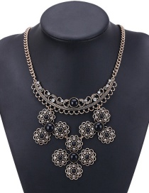 Fashion Black Hollow Out Flowers Decorated Necklace