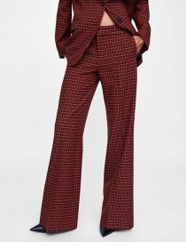 Fashion Red Grid Pattern Decorated Trousers