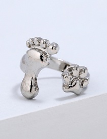 Fashion Silver Color Foot Shape Decorated Ring