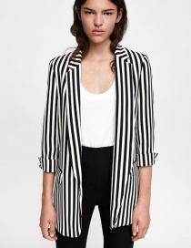 Fashion Black Stripe Pattern Decorated Coat