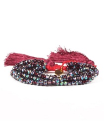 Fashion Claret Red Bead&tassel Decorated Bracelet