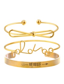Fashion Gold Color Bowknot Shape Decorated Bracelet (3 Pcs)