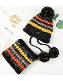Fashion Black Stripe Pattern Decorated Hat (2 Pcs)