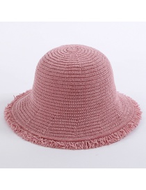 Fashion Pink Pure Color Decorated Hat