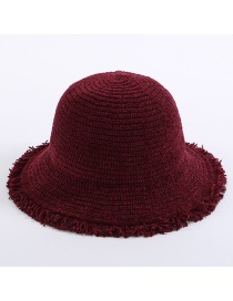 Fashion Claret Red Pure Color Decorated Hat