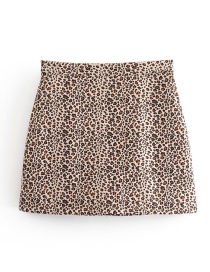 Fashion Brown+beige Leopard Pattern Decorated Skirt