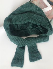 Lovely Green Pure Color Decorated Warm Knitted Cap