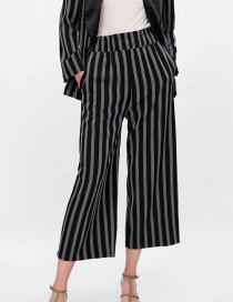 Fashion Black Stripe Pattern Decorated Loose Pants