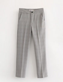 Fashion Gray Grid Pattern Decorated Simple Pants
