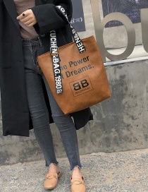 Fashion Brown Letter Pattern Design Casua Shoulder Bag