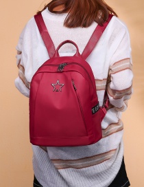 Fashion Red Star Shape Decorated Pure Color Backpack