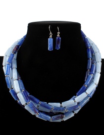 Fashion Blue Cylindrical Shape Design Multi-layer Jewelry Sets