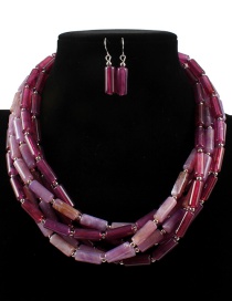 Fashion Purple Cylindrical Shape Design Multi-layer Jewelry Sets