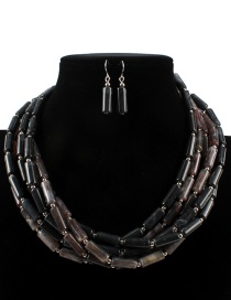 Fashion Black Cylindrical Shape Design Multi-layer Jewelry Sets