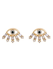 Fashion Gold Color Diamond Decorated Eyes Shape Earrings
