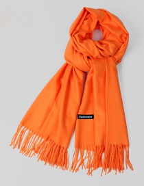 Fashion Orange Tassel Decorated Pure Color Scarf