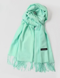 Fashion Light Green Tassel Decorated Pure Color Scarf