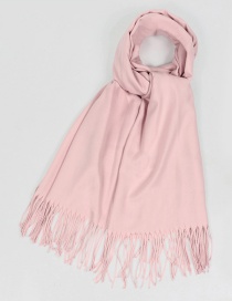 Fashion Light Pink Tassel Decorated Pure Color Scarf