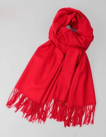 Fashion Red Pure Color Decorated Warm Scarf
