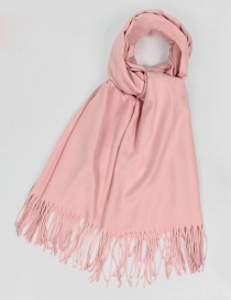 Fashion Pink Pure Color Decorated Warm Scarf