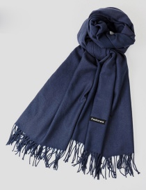 Fashion Navy Pure Color Decorated Warm Scarf