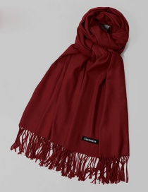 Fashion Claret Red Pure Color Decorated Warm Scarf