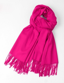 Fashion Plum Red Pure Color Decorated Warm Scarf