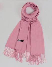 Fashion Light Pink Pure Color Decorated Warm Scarf