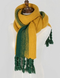 Fashion Yellow Tassel Decorated Knitted Thicken Scarf