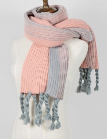 Fashion Pink Tassel Decorated Knitted Thicken Scarf