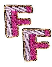 Fashion Pink+plum Red Full Beads Design Letter F Shape Earrings
