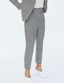 Fashion Black+white Grid Pattern Decorated Long Pants