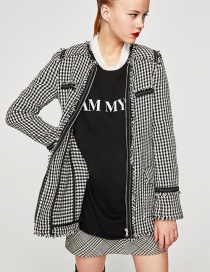 Fashion Gray Stripe Pattern Decorated Long Sleeves Coat