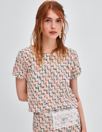 Fashion Multi-color Round Neckline Short Sleeves T-shirt