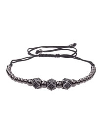 Fashion Black Rhombus Shape Decorated Hand-woven Bracelet