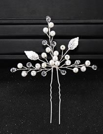 Fashion Silver Color Pearls&leaf Decorated Bride Hair Accessory