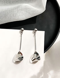 Elegant Silver Color Pure Color Decorated Long Earrings