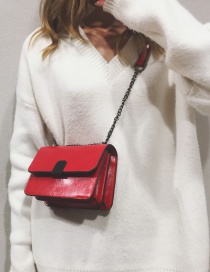 Fashion Red Pure Color Design Square Shape Shoulder Bag