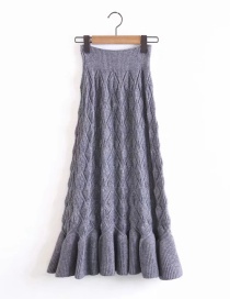 Fashion Gray Rhombus Shape Pattern Design Pure Color Skirt