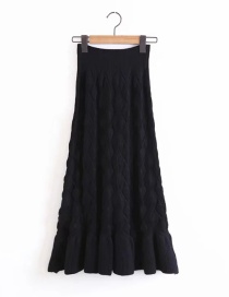 Fashion Black Rhombus Shape Pattern Design Pure Color Skirt