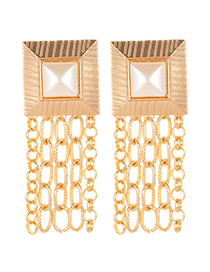Elegant Gold Color Chains Decorated Tassel Earrings